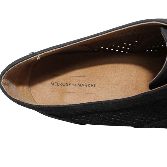 Melrose And Market Womens Size 7M Black Classic Perforated Oxfords Shoes - Picture 11 of 12